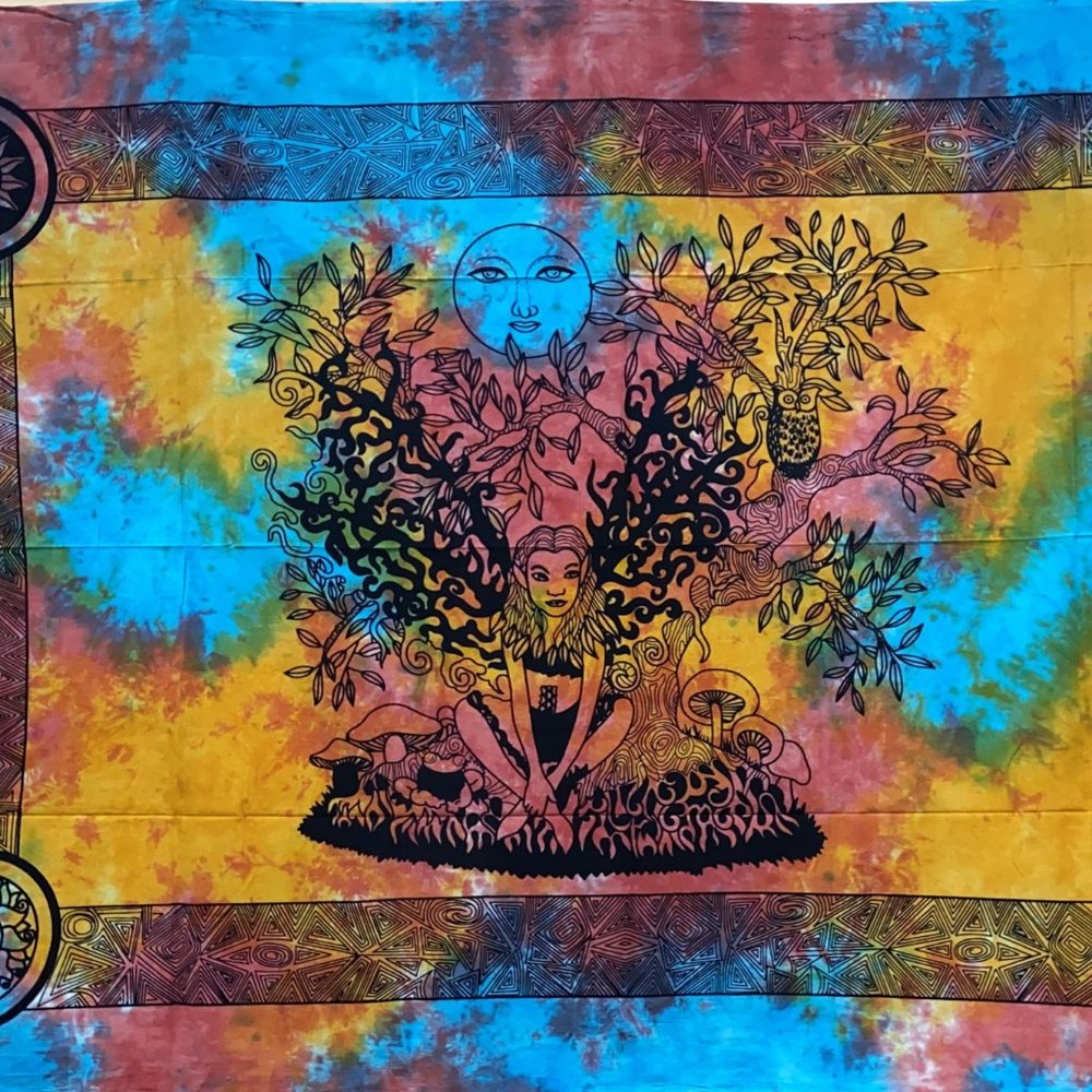 Tie-Dye Mushroom Fairy Tapestry